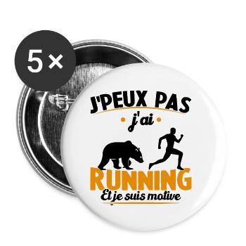 Je Peux Pas J ai Running Et Je Suis Motivé - Lot de 5 petits badges (25 mm) - blanc - Devant