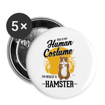 Hamster Kostüm Hamsterrad Goldhamster - Buttons klein 25 mm (5er Pack) - Weiß - Vorne