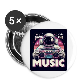 Save the Music - Buttons klein 25 mm (5er Pack) - Weiß - Vorne