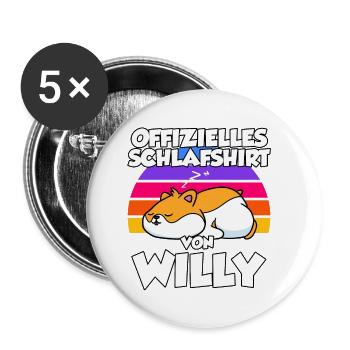 Offizielles Schlafshirt Von Willy - Buttons klein 25 mm (5er Pack) - Weiß - Vorne
