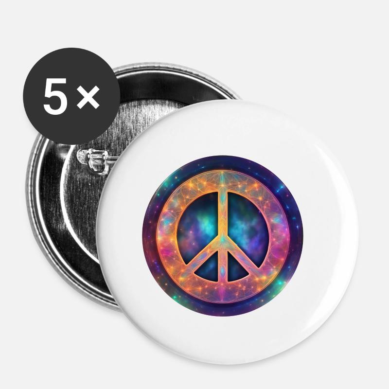 Kosmisches Friedenszeichen - Buttons klein 25 mm (5er Pack) - Weiß