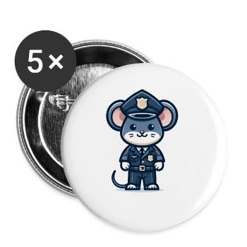Cute Mouse Police Officer - Buttons small 1''/25 mm (5-pack) - white - Front