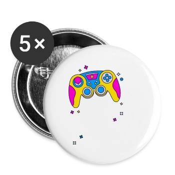 Leidenschaft fürs Gaming – Bunter Controller Desig - Buttons klein 25 mm (5er Pack) - Weiß - Vorne