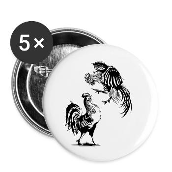 Combat De Coqs, Poulet, Poule, Oeuf, Coq - Lot de 5 petits badges (25 mm) - blanc - Devant
