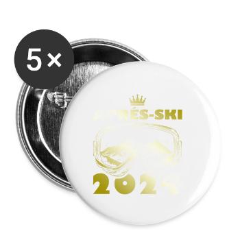 Vacances de ski après-ski 2024 - Lot de 5 petits badges (25 mm) - blanc - Devant