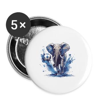 Elephant Soccer Sports Team - Buttons small 1''/25 mm (5-pack) - white - Front