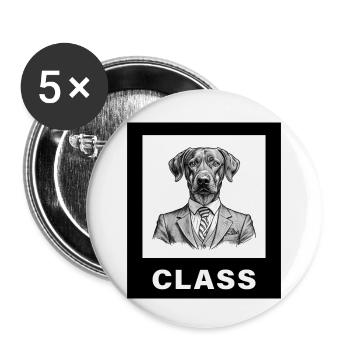 Dog with Class - Buttons klein 25 mm (5er Pack) - Weiß - Vorne