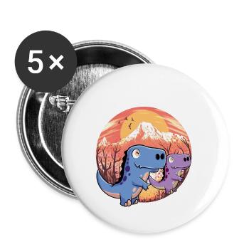 Drachen Märchenfigur Fantasy Kinder Dinos Baby - Buttons klein 25 mm (5er Pack) - Weiß - Vorne