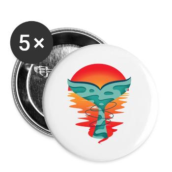 Ocean Sunset Fish Greeting Shark Fin Ahoy - Buttons small 1''/25 mm (5-pack) - white - Front