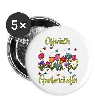 Garten Gartenbesitzer Schrebergarten Blumen Sommer - Buttons klein 25 mm (5er Pack) - Weiß - Vorne