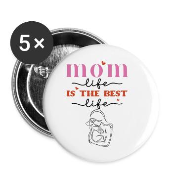 Mom Life Celebration - Motherhood Affirmation Grap - Buttons small 1''/25 mm (5-pack) - white - Front