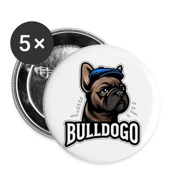 Bulldogo Cap Mascot - Buttons klein 25 mm (5er Pack) - Weiß - Vorne