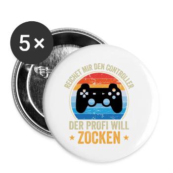 Reichet Mir Den Controller Der Profi Will Zocken - Buttons klein 25 mm (5er Pack) - Weiß - Vorne