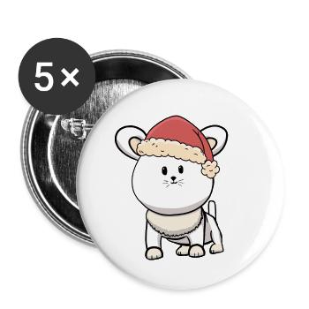 Xmas Katze Kitten Nikolaus Weihnachtsmann Miau - Buttons klein 25 mm (5er Pack) - Weiß - Vorne