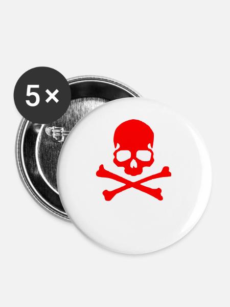 Techno Rot - Buttons klein 25 mm (5er Pack) - Weiß