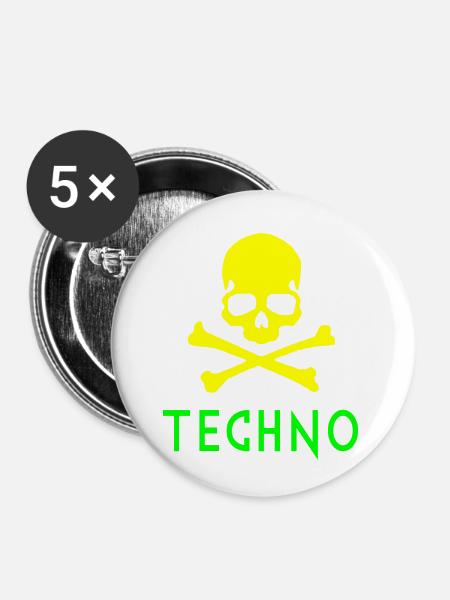 Techno-Knochen - Buttons klein 25 mm (5er Pack) - Weiß