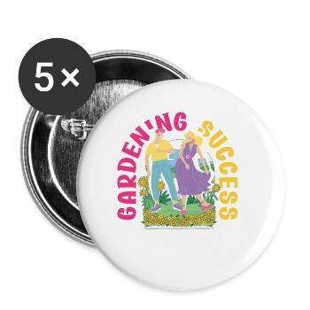Jardinier joyeux - Lot de 5 petits badges (25 mm) - blanc - Devant