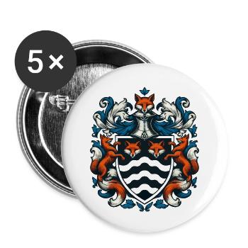 Fuchs Wappen - Buttons klein 25 mm (5er Pack) - Weiß - Vorne