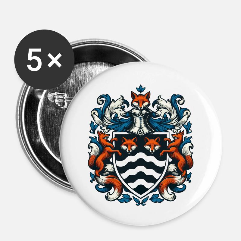 Fuchs Wappen - Buttons klein 25 mm (5er Pack) - Weiß