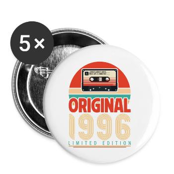 Vintage 1996 Anniversary Gift. Retro 1996. - Buttons small 1''/25 mm (5-pack) - white - Front