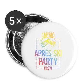 Après, Ski, Party, Crew, Mountains, Colorful - Buttons small 1''/25 mm (5-pack) - white - Front