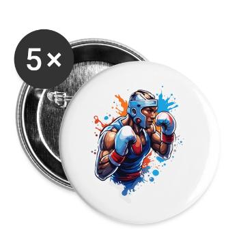 Boxer / Sport / Kampf / Arena / Boxring / Fäuste - Buttons klein 25 mm (5er Pack) - Weiß - Vorne
