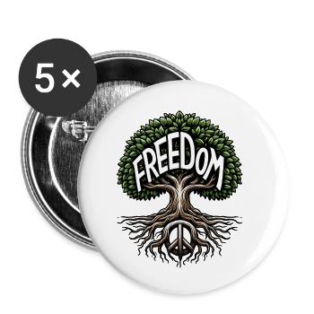 Arbre de la Liberté - Symbole de paix et de liberté - Lot de 5 petits badges (25 mm) - blanc - Devant