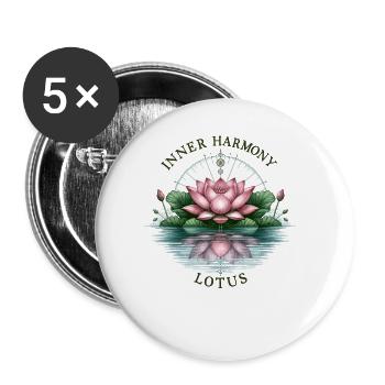 Inner Harmony Lotus - Serene Water & Flower Design - Buttons small 1''/25 mm (5-pack) - white - Front