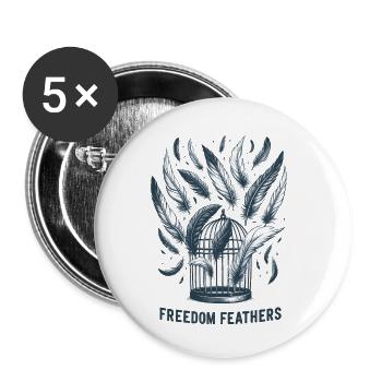 Freedom Feathers: Soaring to Liberation - Buttons small 1''/25 mm (5-pack) - white - Front