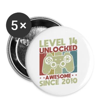 Level 14 freigeschaltet - Buttons klein 25 mm (5er Pack) - Weiß - Vorne