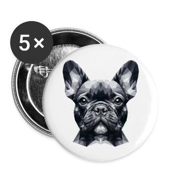 Französische Bulldogge Polygonal - Buttons klein 25 mm (5er Pack) - Weiß - Vorne