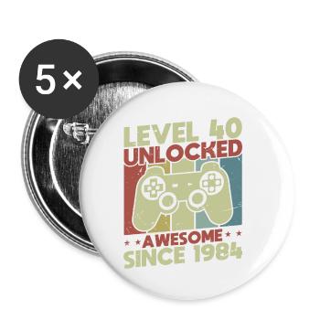 Level 40 freigeschaltet - Buttons klein 25 mm (5er Pack) - Weiß - Vorne