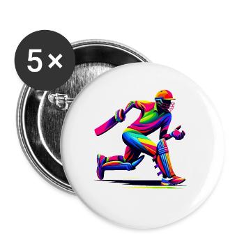 Colorful Pop Art Cricketer Batsman Cricket Bowler - Buttons small 1''/25 mm (5-pack) - white - Front