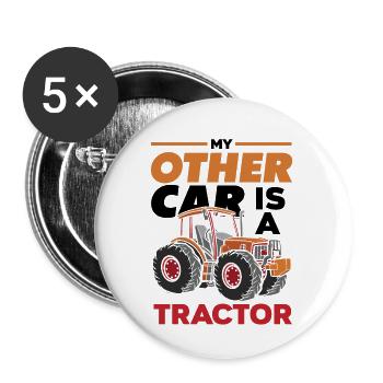 Mon autre voiture est un tracteur - Lot de 5 petits badges (25 mm) - blanc - Devant