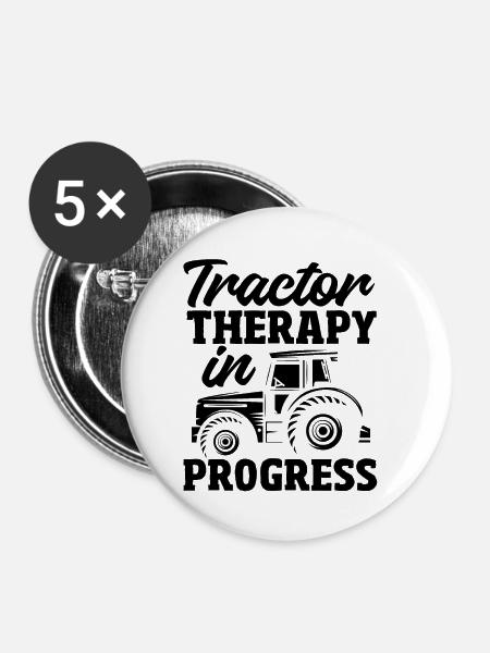 Tractor Therapy in Progress - Buttons klein 25 mm (5er Pack) - Weiß
