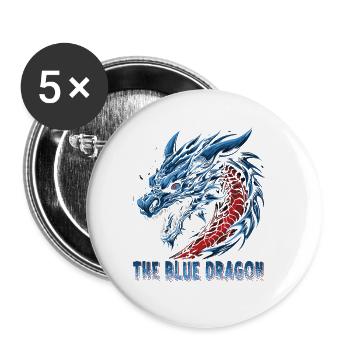 Traditioneller Japanischer Drache Der Blaue Drache - Buttons klein 25 mm (5er Pack) - Weiß - Vorne