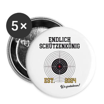 Endlich Schützenkönig Schützenfest 2024 Schütze 24 - Buttons klein 25 mm (5er Pack) - Weiß - Vorne