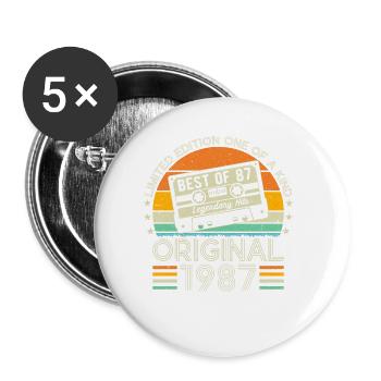 Vintage Jahrgang 1987 Geburtstagsgeschenk - Buttons klein 25 mm (5er Pack) - Weiß - Vorne