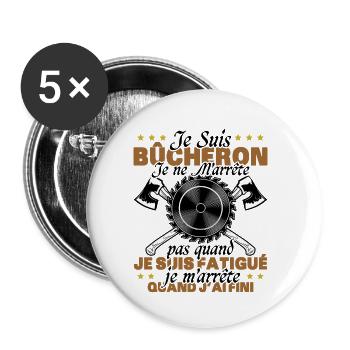 Lustiges Kettensägengeschenk, das sagt, dass ich ein Holzfäller bin - Buttons klein 25 mm (5er Pack) - Weiß - Vorne