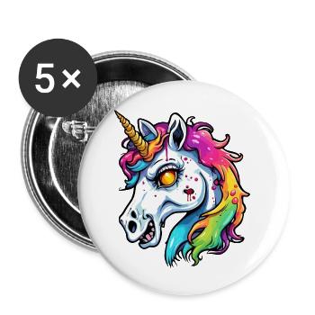 Unicorn / mythical creatures / fairy tales / magic / glitter - Buttons small 1''/25 mm (5-pack) - white - Front