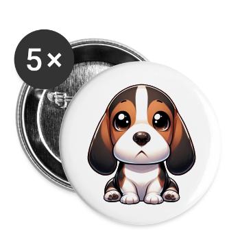 Digital illustration of cute Basset Hound - Buttons small 1''/25 mm (5-pack) - white - Front