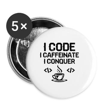 Coffee Coding Programmer Coder Developer Nerd Coff - Buttons small 1''/25 mm (5-pack) - white - Front