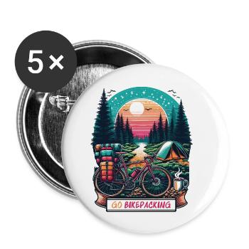 Sunset Bikepacking Forest Escape - Buttons small 1''/25 mm (5-pack) - white - Front