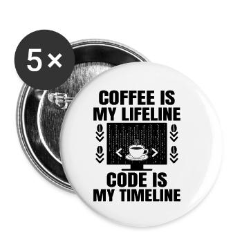 Coffee Coding Programmer Coder Developer Nerd Coff - Buttons small 1''/25 mm (5-pack) - white - Front