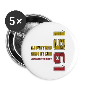 JAHRESZAHL 1961 - Buttons klein 25 mm (5er Pack) - Weiß - Vorne
