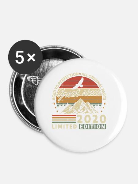 2020 - Buttons klein 25 mm (5er Pack) - Weiß