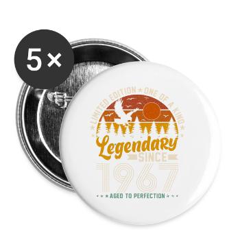 Légendes nées 1967 - Lot de 5 petits badges (25 mm) - blanc - Devant