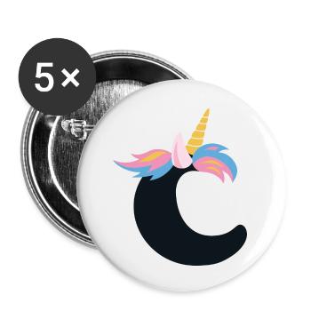 Unicorn Letter Rainbow Style "C" | be unique - Buttons small 1''/25 mm (5-pack) - white - Front