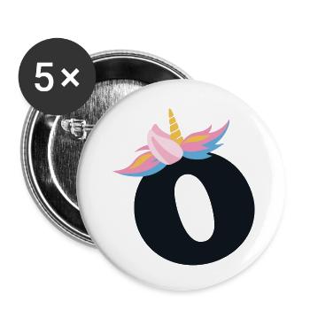 Unicorn Letter Rainbow Style "O" | be unique - Buttons small 1''/25 mm (5-pack) - white - Front