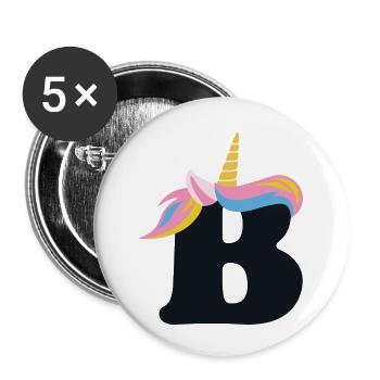 Unicorn Letter Rainbow Style "B" | be unique - Buttons small 1''/25 mm (5-pack) - white - Front